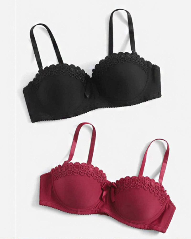 Sexy and Comfortable Bow Scalloped Push-Up Bra