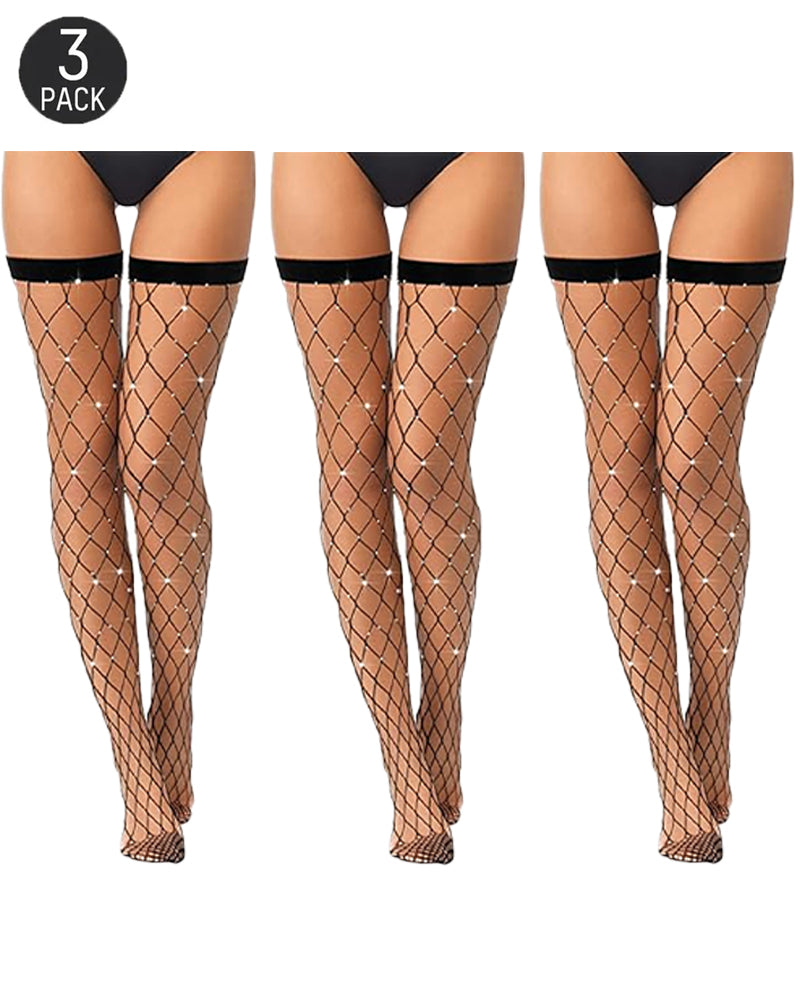 3-Pack Sexy Diamond Lace Stockings