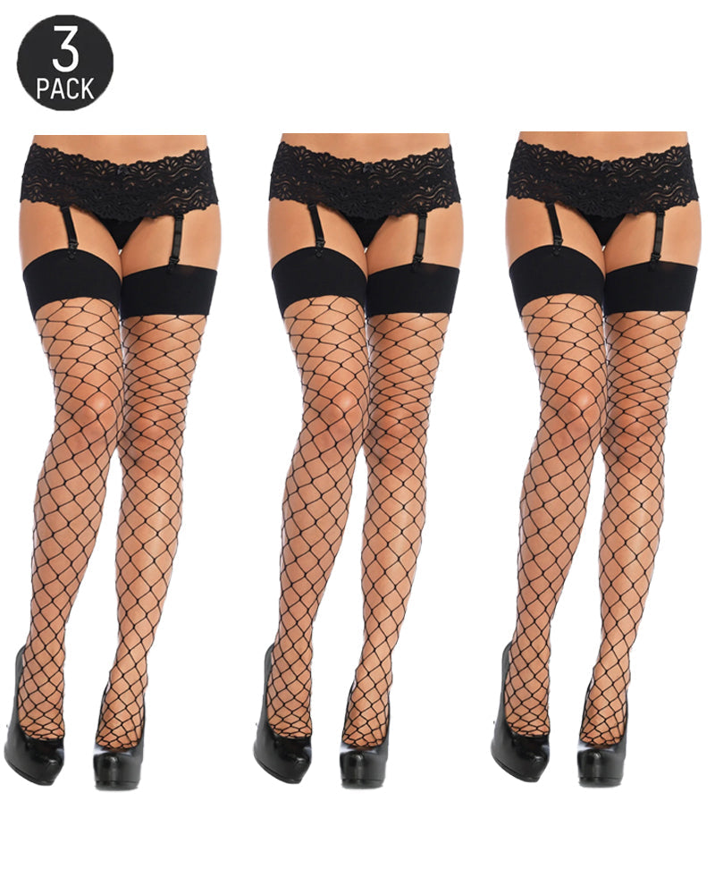 3-Pack Sexy Diamond Lace Stockings