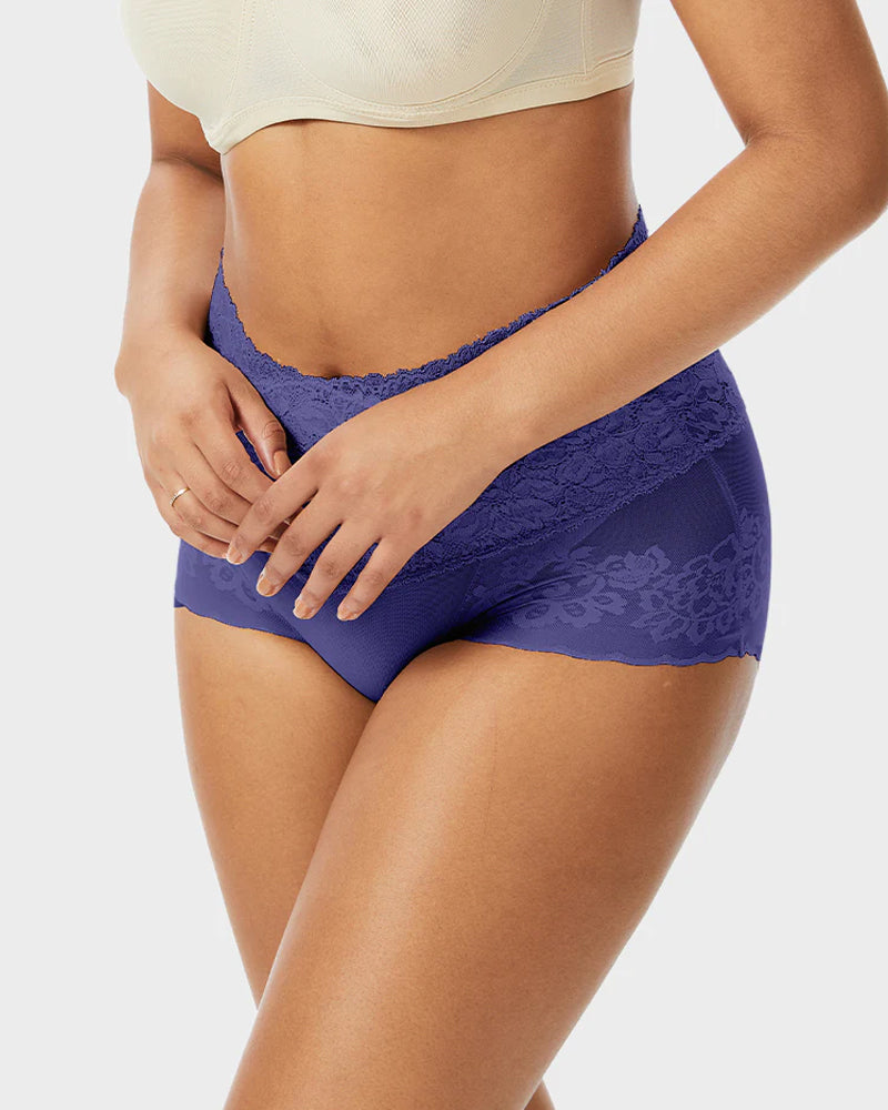 3-Pack High-Waist Lace V-Shaped Breathable Tummy-Control Panties
