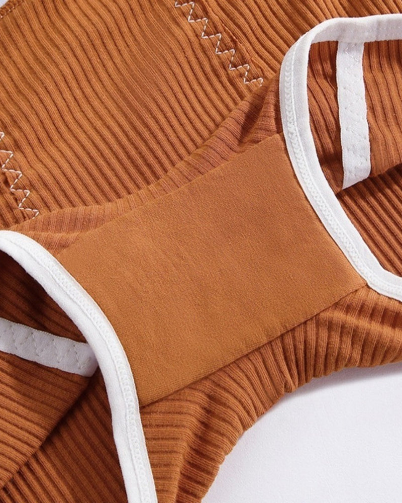 Yoga Letter Tape Contrast Bra and Boxer Briefs Casual Sports Set