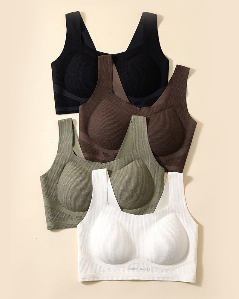 Solid Color No-Wire Seamless Push-Up Casual Vest Bra