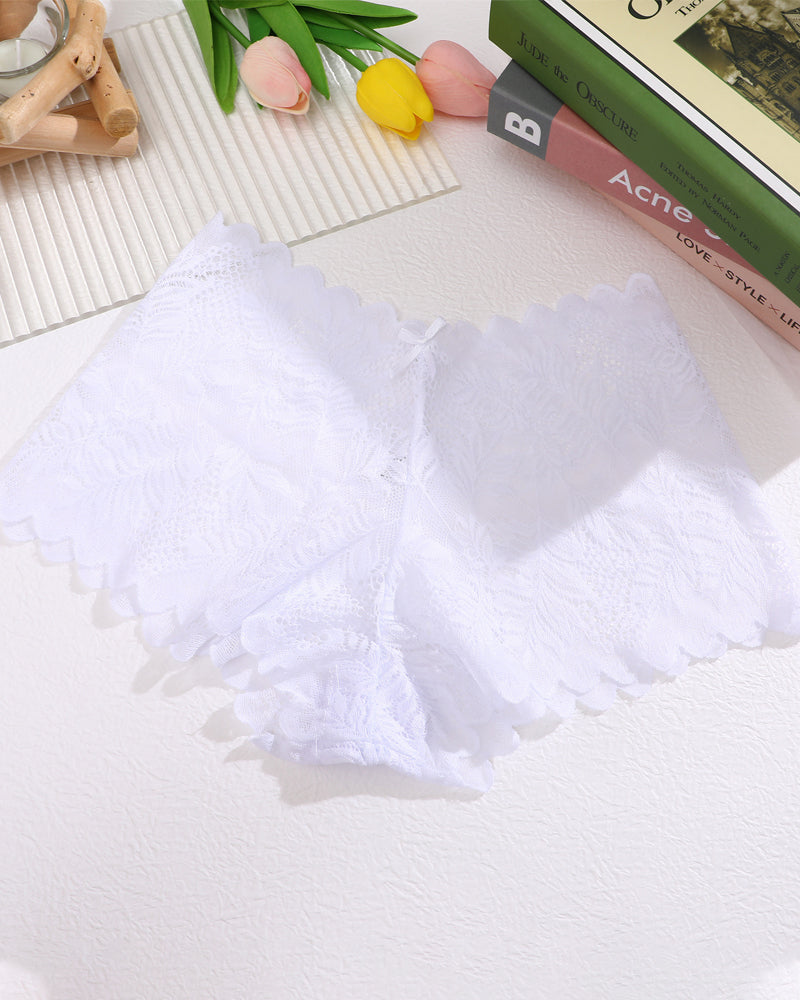 Women's Cotton Bottom Semi-Transparent Seamless Soft Lace Panties