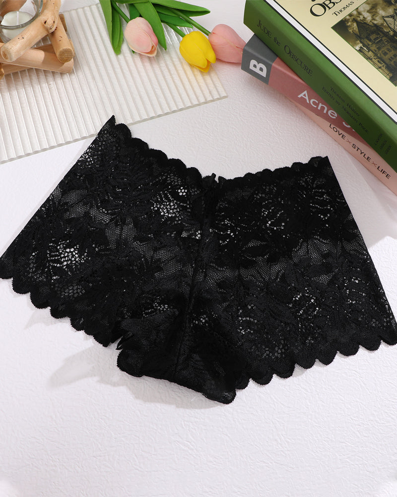 Women's Cotton Bottom Semi-Transparent Seamless Soft Lace Panties