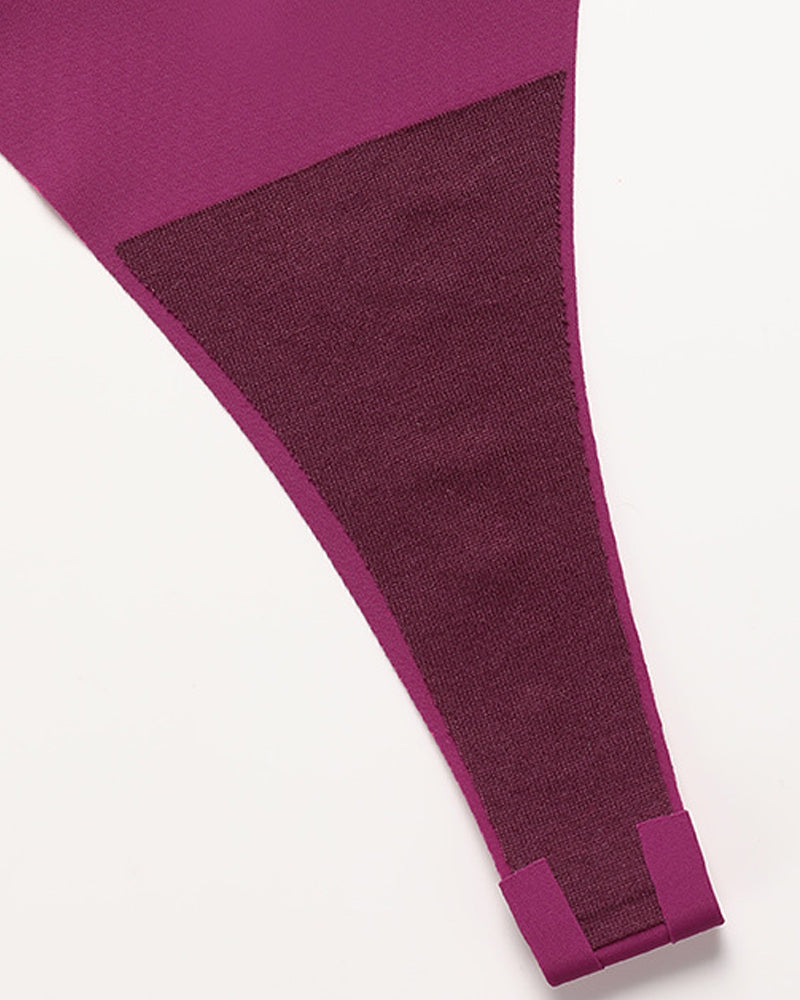 Seamless Double-Strap Heart Metal Ring Design Sexy Thong