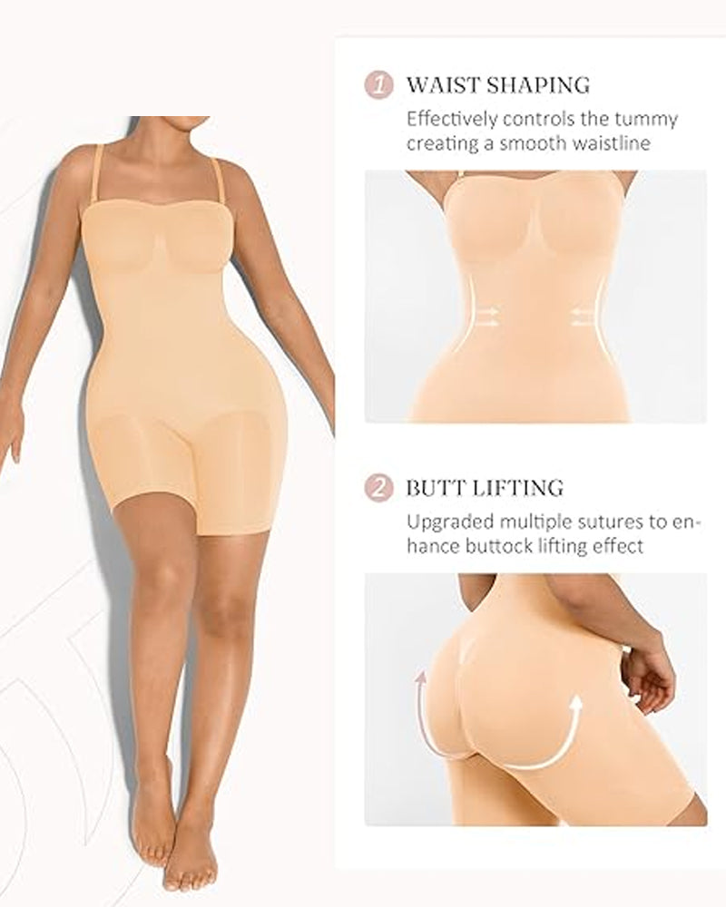 Women's Seamless Tummy Control Body Shaper with Removable Straps