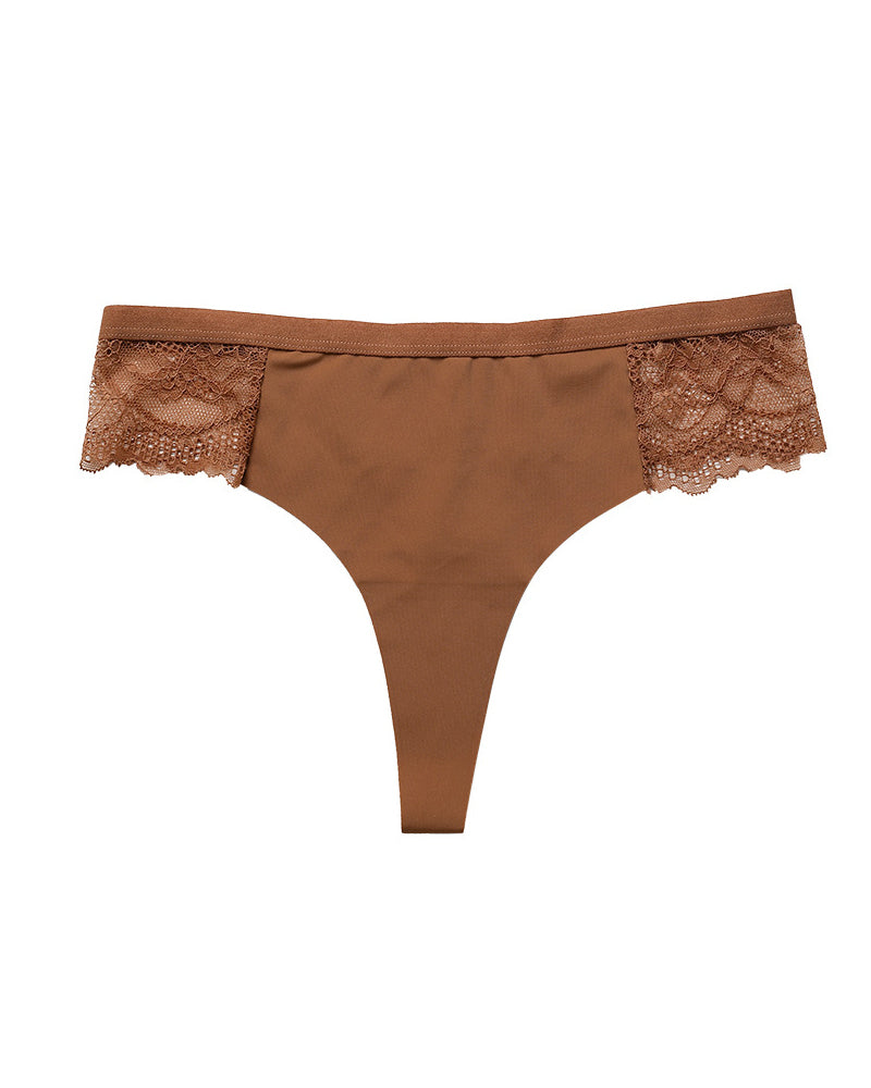 Sexy Lace Colorblock Seamless Thong
