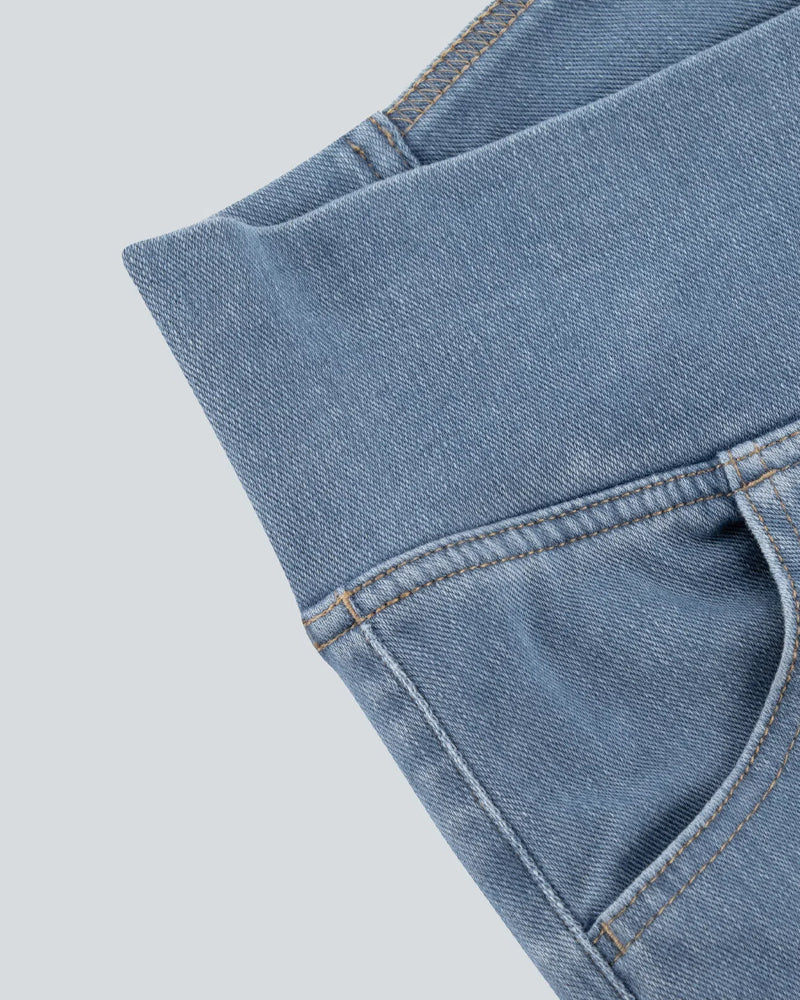 High-waisted Cross-pocket Stretch Flared Washed Casual Jeans