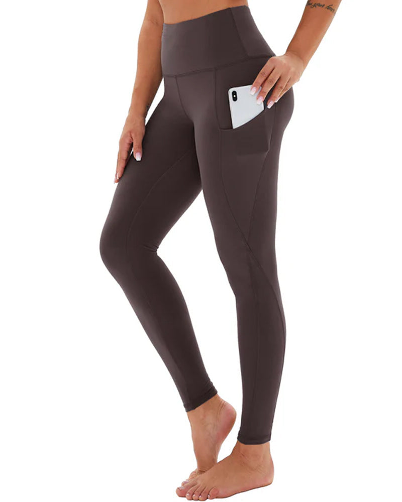 High-waisted Tummy-controlling Elastic Belt Pocket Tight Yoga Pants