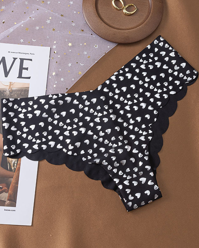 Sexy Seamless Ice Silk Heart Star Printed Panties