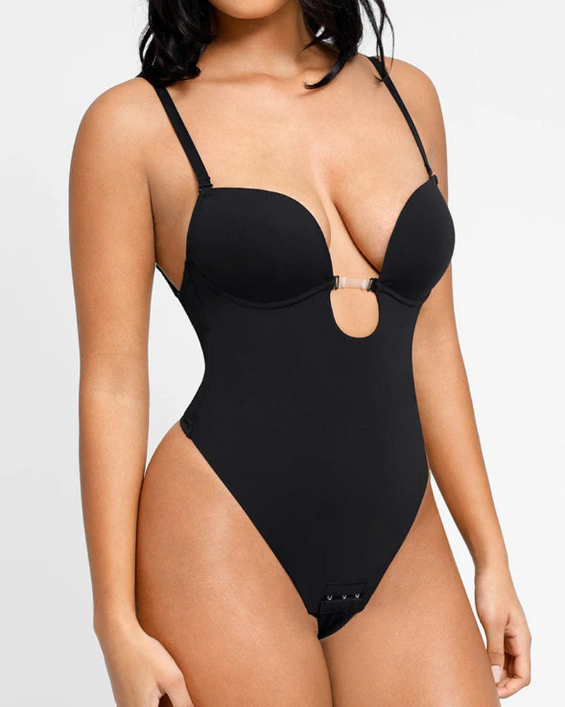 Backless U Plunge Shapewear Thong Bodysuit