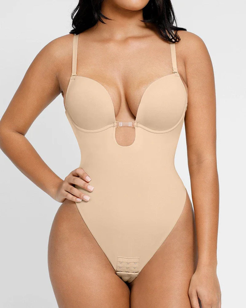 Backless U Plunge Shapewear Thong Bodysuit