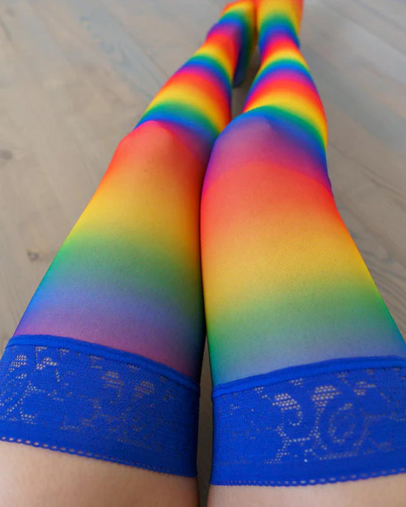 Lace-trimmed Stretch Stockings With Fun Prints