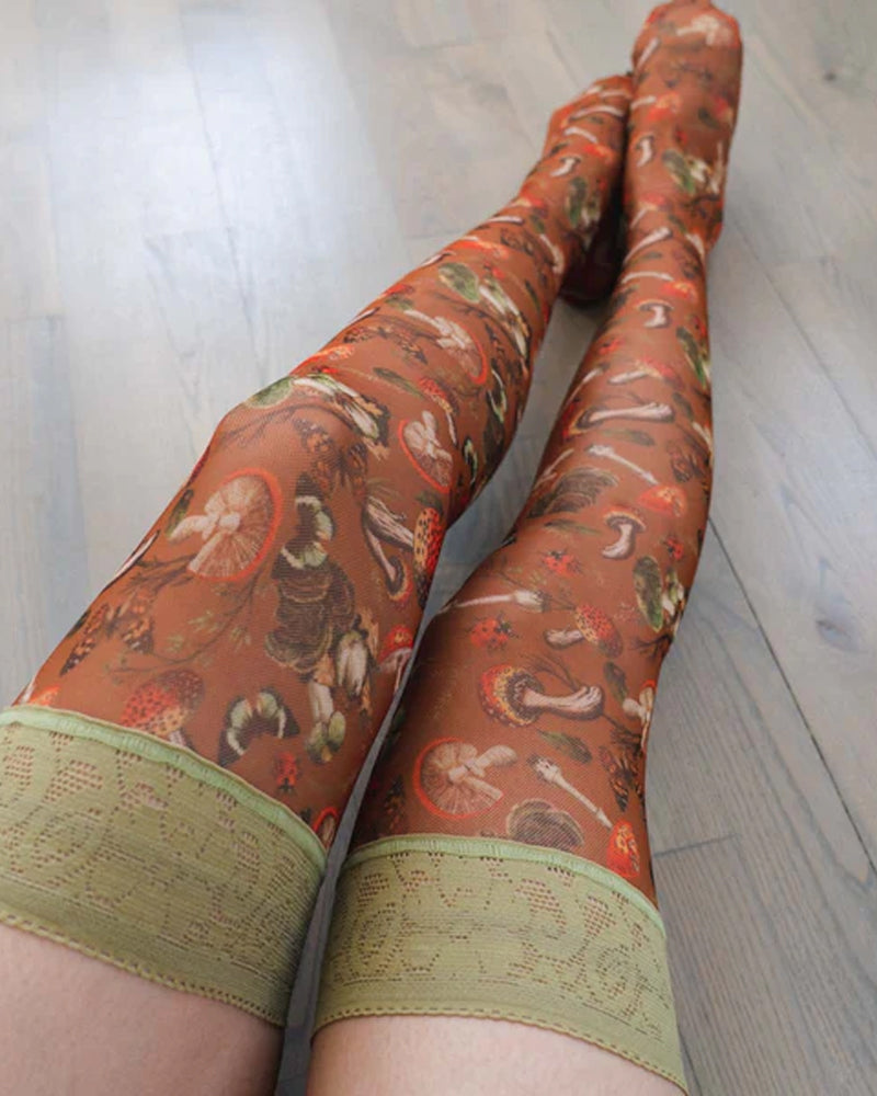 Lace-trimmed Stretch Stockings With Fun Prints