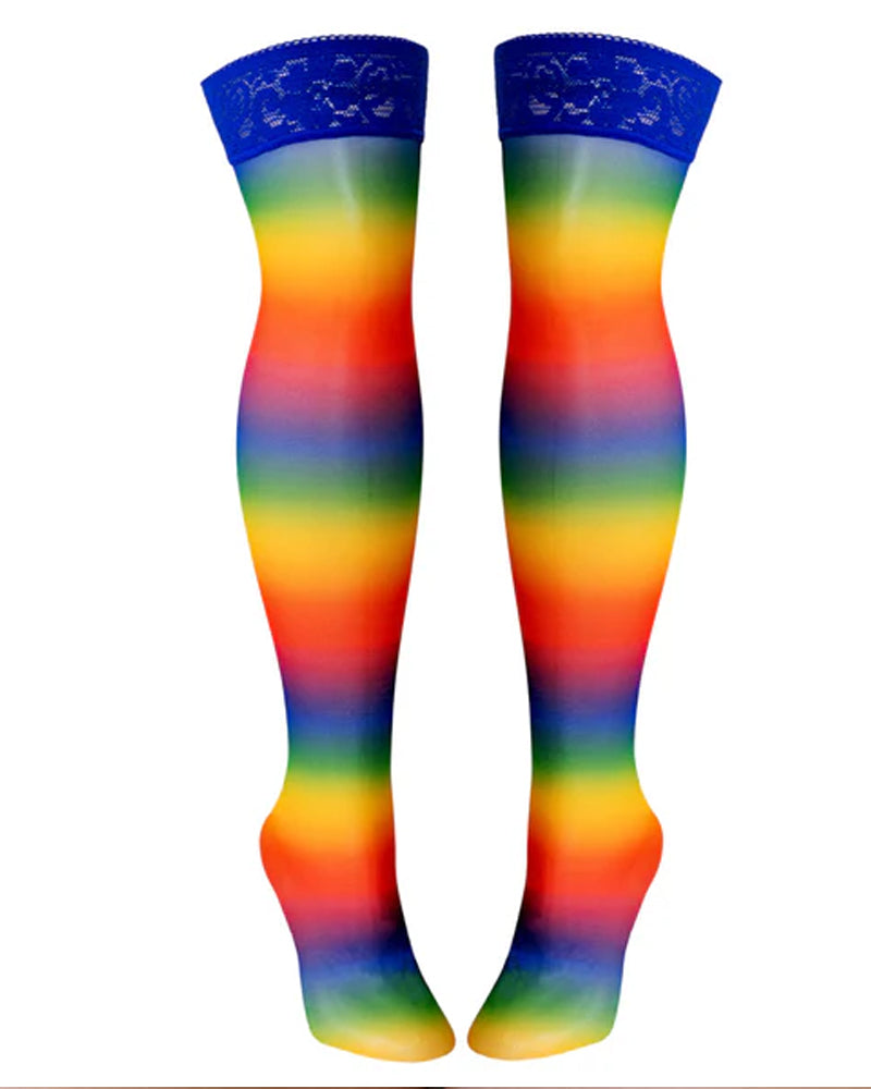 Lace-trimmed Stretch Stockings With Fun Prints