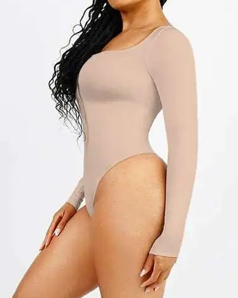 Women's Tummy Control Seamless Shaping Long Sleeve Bodysuit