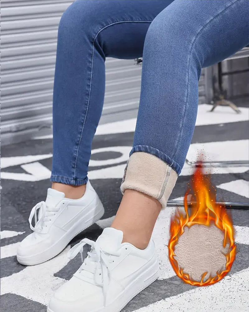 Women's High-stretch Fleece-lined Thickened Jeans