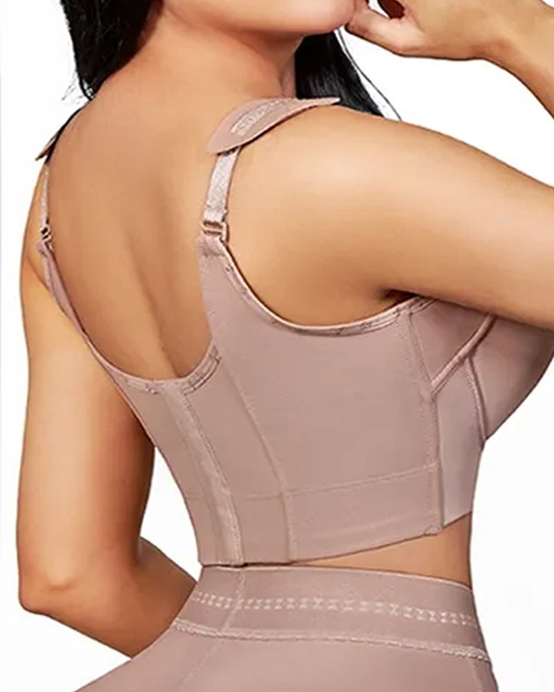 Women Wide Back Underwired Longline Corset Push Up Bras