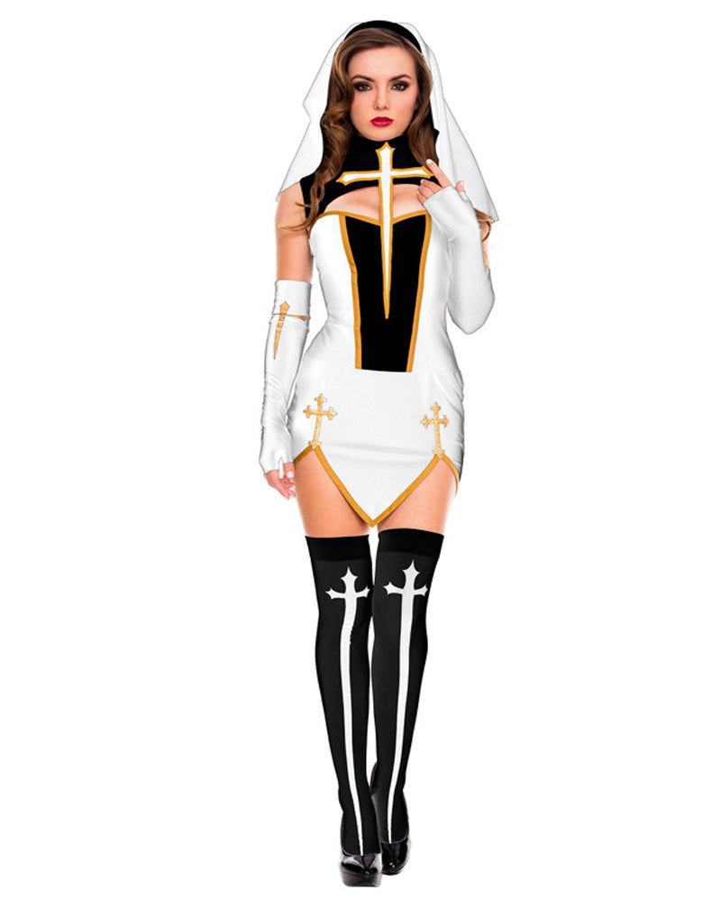 Halloween Black Priest Costume Maria Priest Nun Costume Role Play Costume Suit