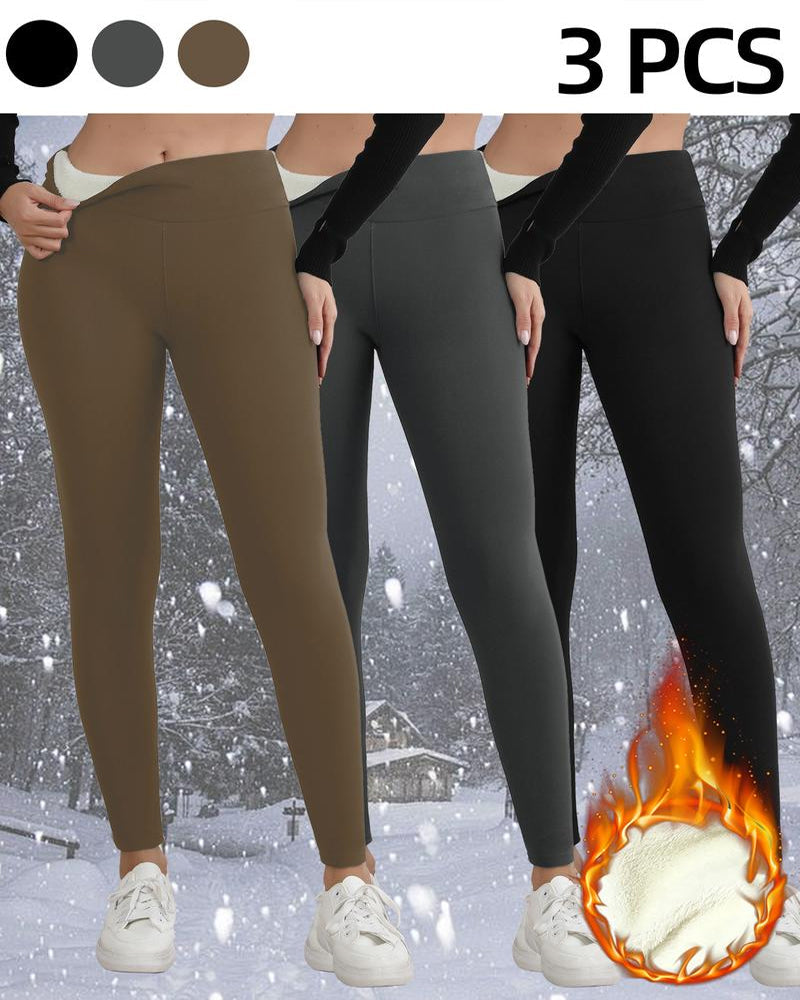 Winter High Waist Elastic Thickened Warm Wool Lined Casual Sports Leggings