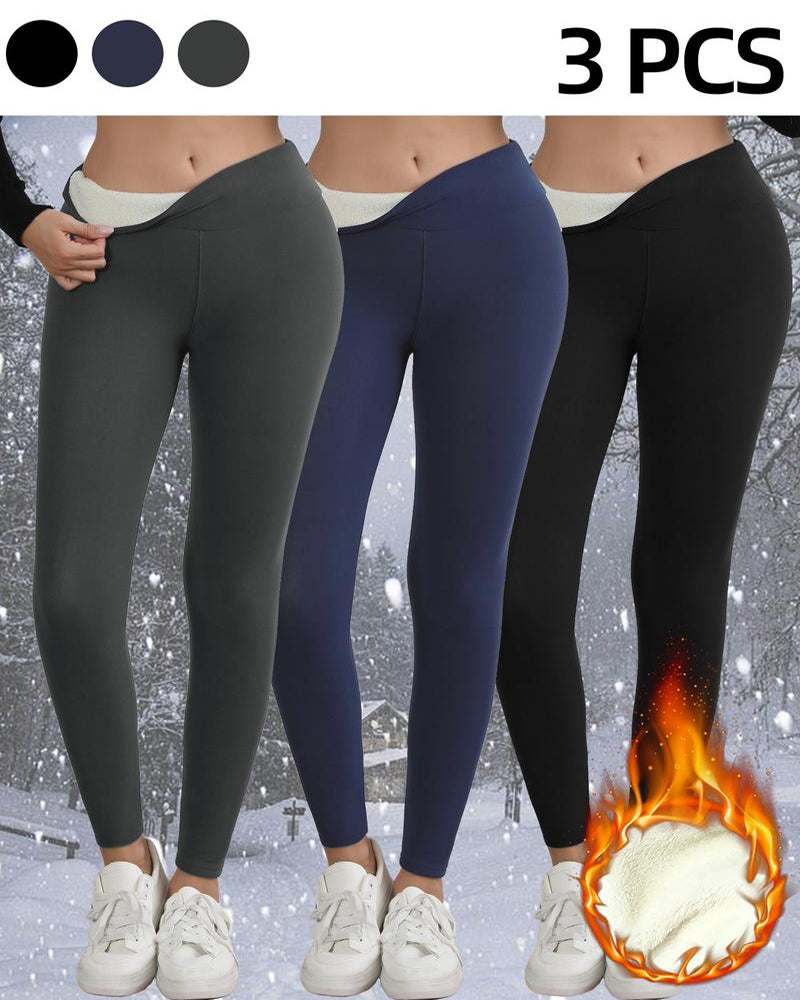 Winter High Waist Elastic Thickened Warm Wool Lined Casual Sports Leggings
