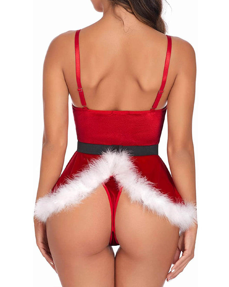 Christmas Sexy Plush Suspender Pajamas