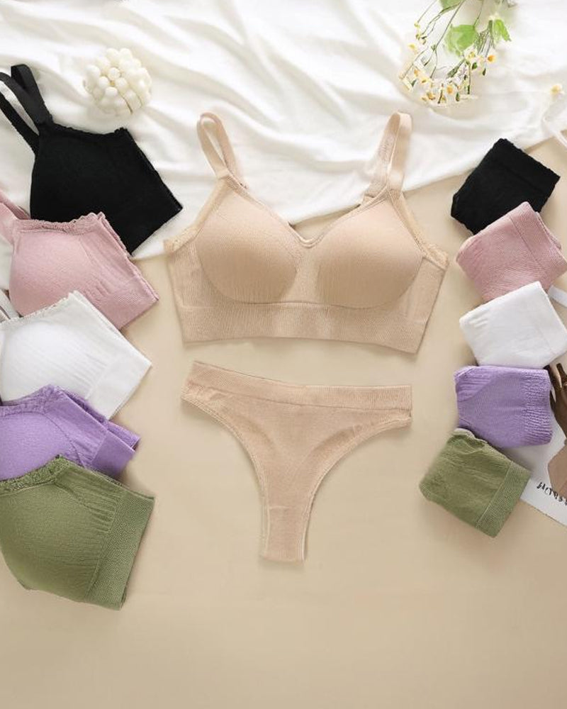 Casual Comfort Lace Wrap Bra Set