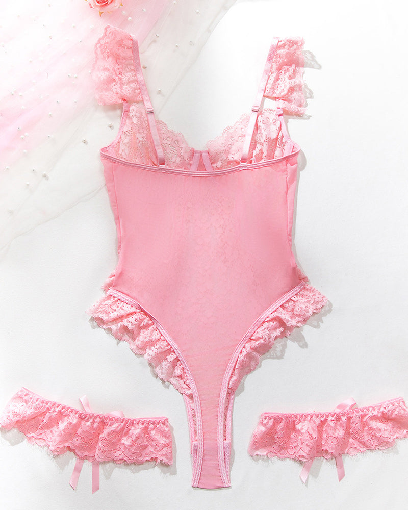 Sexy Lace See-Through Body-Shaping Hollow Bodysuit