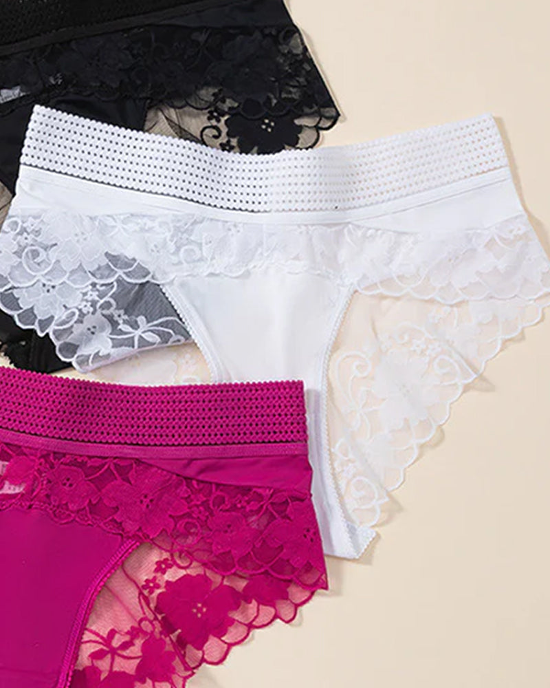 Women's Mesh See-Through Flower Lace Sexy Comfortable Panties