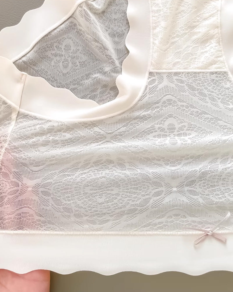 Women's Ice Silk Pure Cotton Antibacterial Crotch Thin Seamless Mid-Waist Breathable Lace Panties