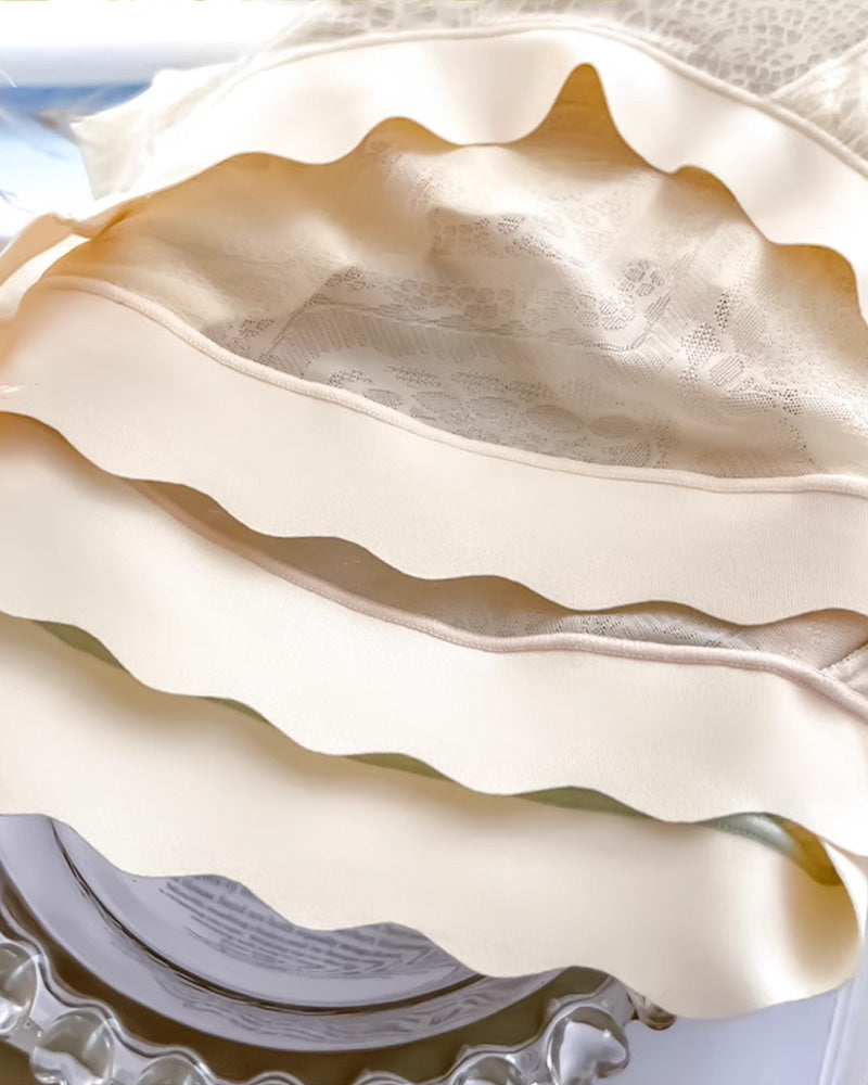 Women's Ice Silk Pure Cotton Antibacterial Crotch Thin Seamless Mid-Waist Breathable Lace Panties