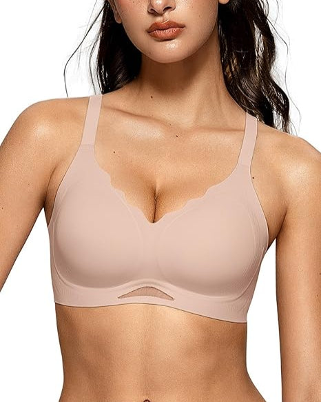 Scalloped Wireless Bras with Mesh