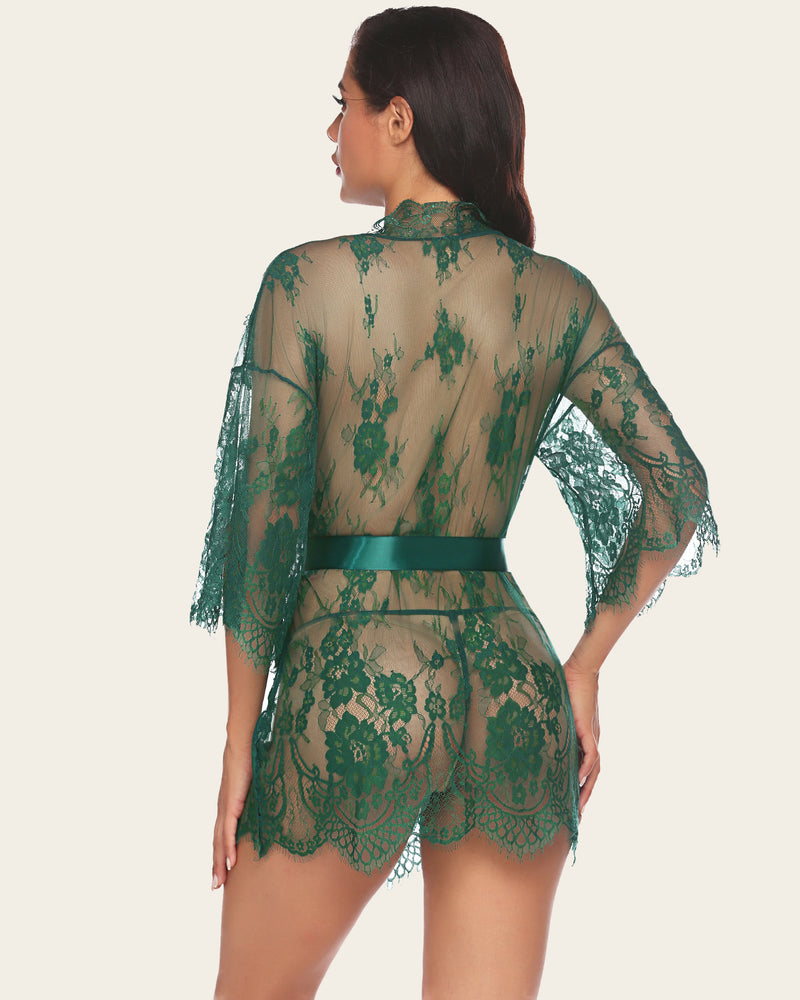 Lace Kimono Mesh Robe