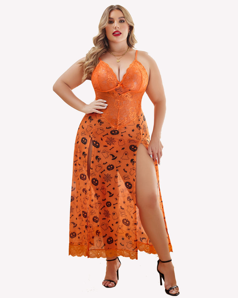 Plus Size Floral Side Slits Nightdress