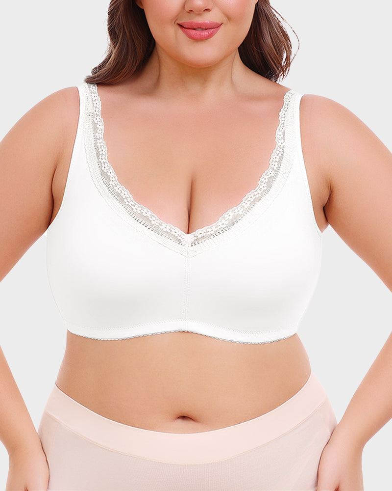 Floralshe®Full Coverage Lace Trim Minimizer Bra