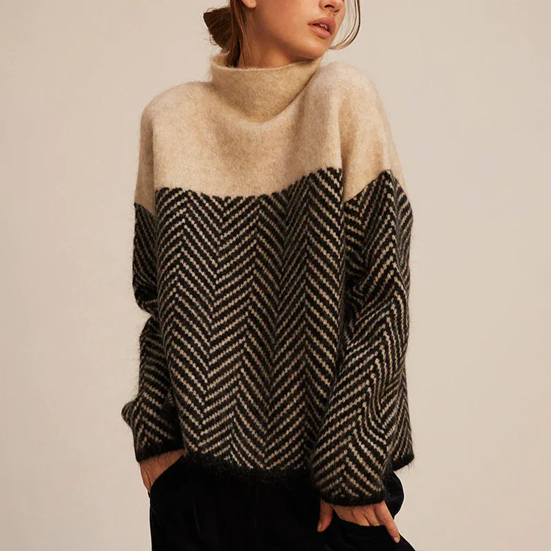 Paulina™ | Luxury Herringbone Turtleneck Sweater
