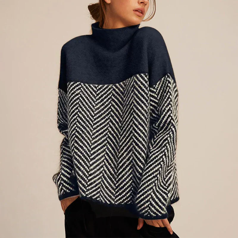 Paulina™ | Luxury Herringbone Turtleneck Sweater