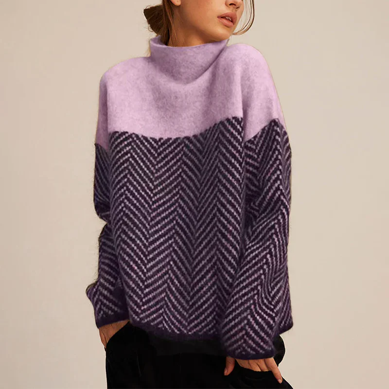 Paulina™ | Luxury Herringbone Turtleneck Sweater