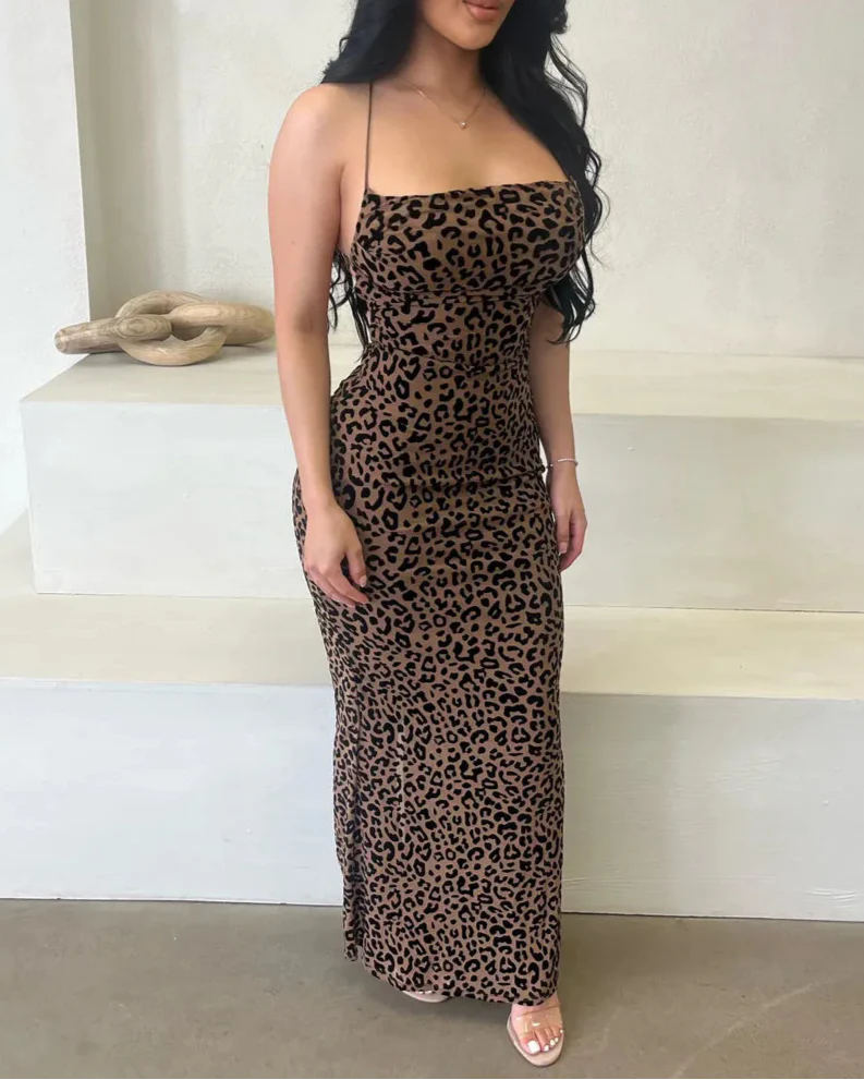 Animal Print Maxi Dress (Brown)