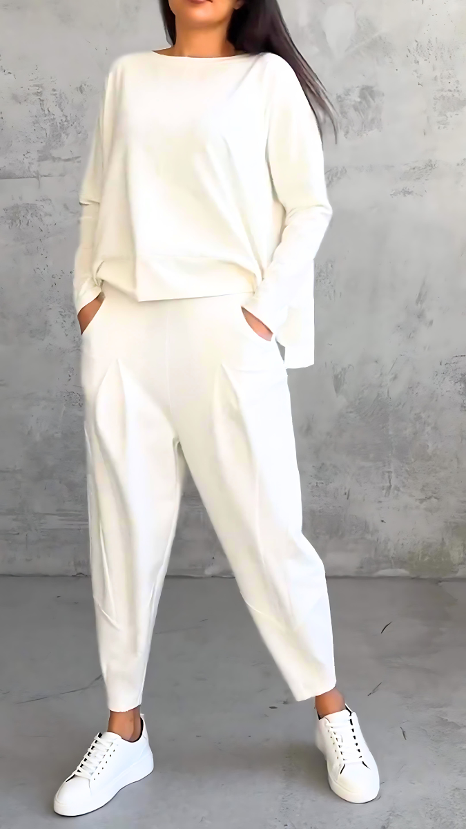 Aurora – Completo Donna Elegante Casual con Blusa e Pantaloni Comodi