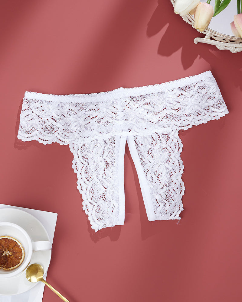 Plus Size Open Crotch Lace Panties