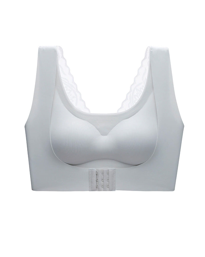 Women's Seamless Push-Up Front Button Back Lace Bra