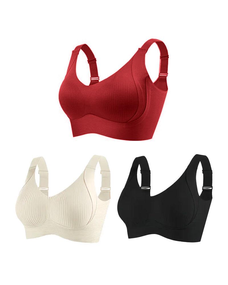 Women's Solid Color Four Rows Adjustable Wireless Bra