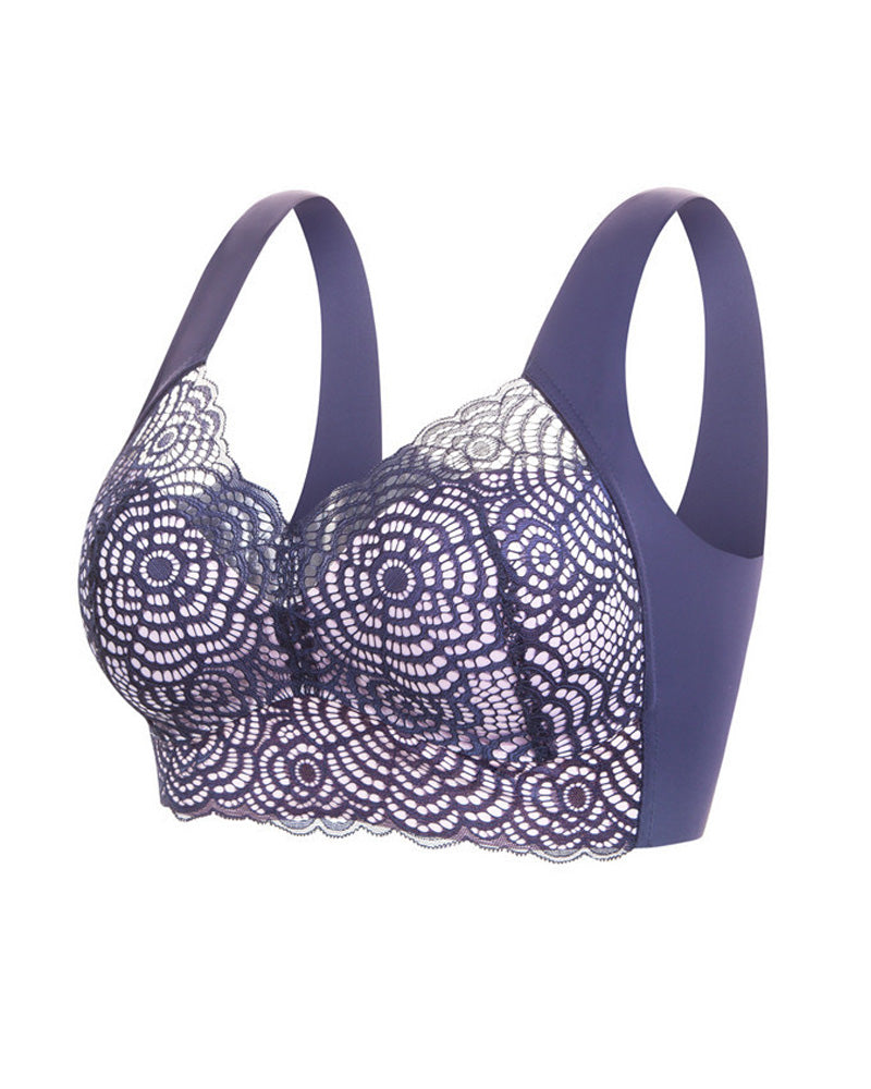 Full-Figure Seamless Lace Cut-Out Bra