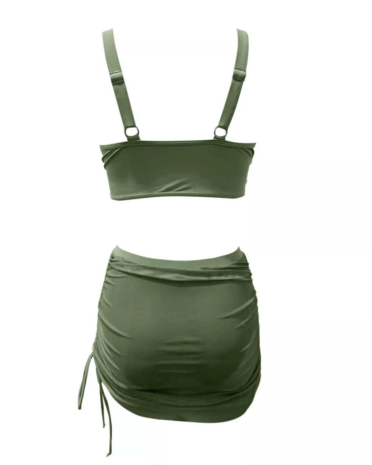 Women's Deep V Tummy Control Shaper Mesh Sheer Sarong Wrap Swimsuit Bikini