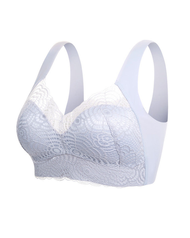 Full-Figure Seamless Lace Cut-Out Bra