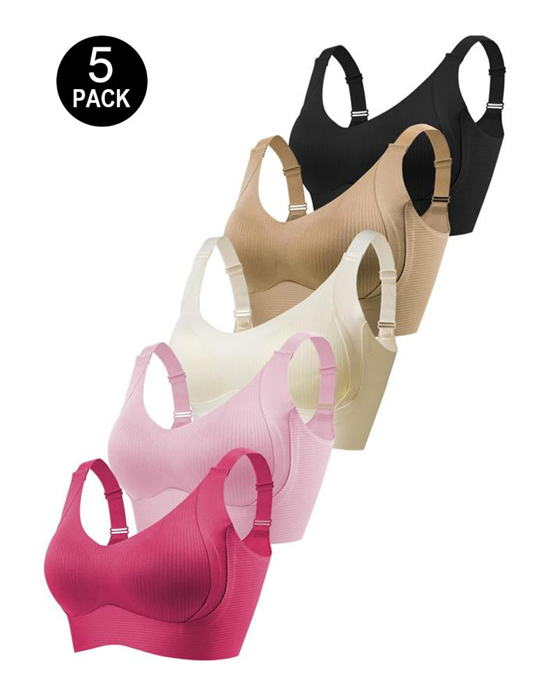 Solid Color Four Rows Adjustable Wireless Women's Bra