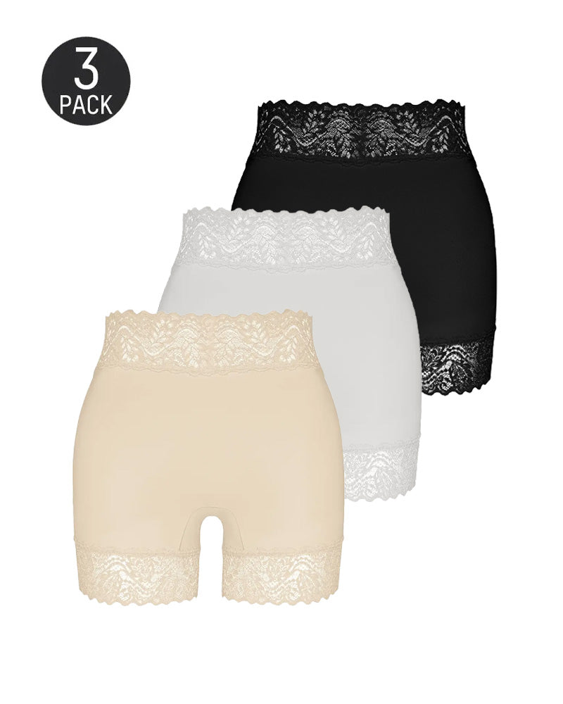 Mid-Rise Seamless Breathable Lace Boxer Shorts