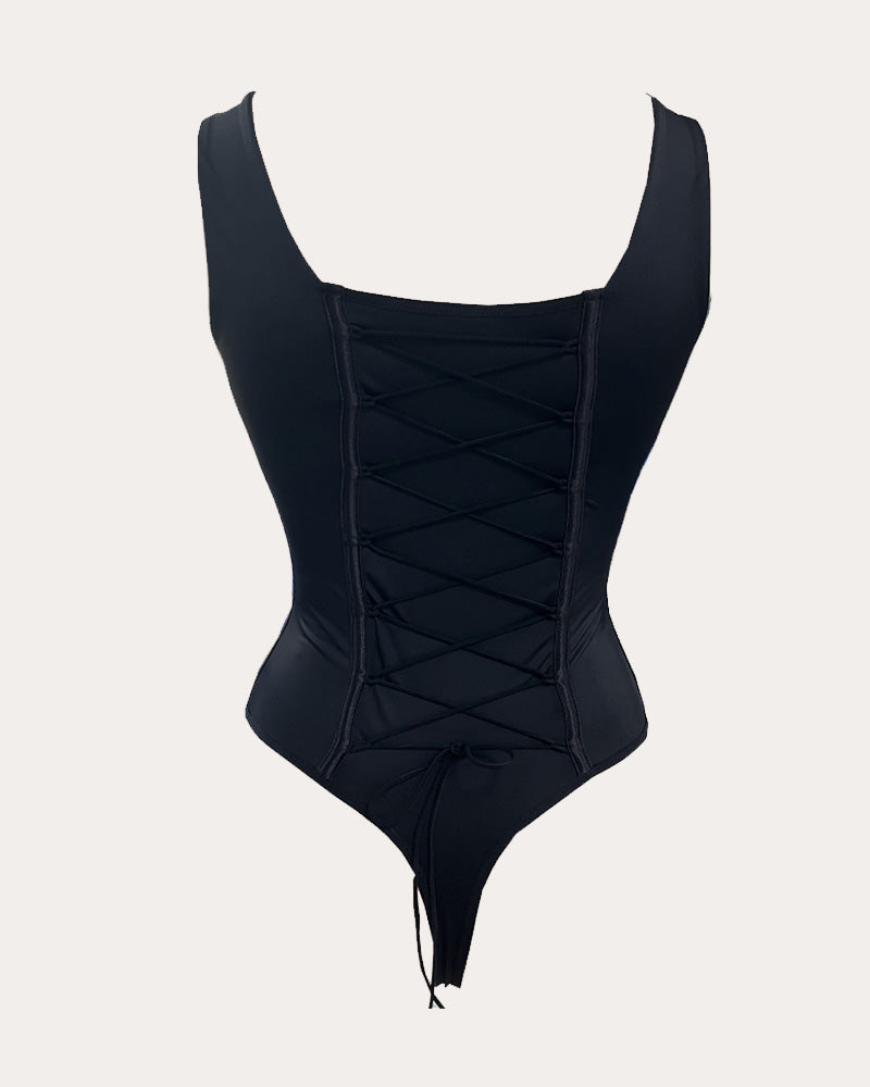 Women's Sexy Back Lace-up Seamless Tummy Control Bodysuit