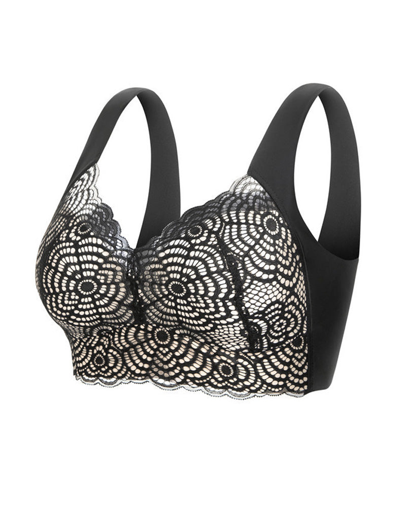 Full-Figure Seamless Lace Cut-Out Bra